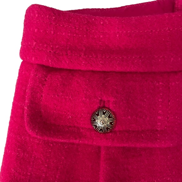 Juicy Couture Hot Pink Wool Tweed 2009 Mini Skirt Size: 0 Pockets Metal Buttons - Picture 2 of 8